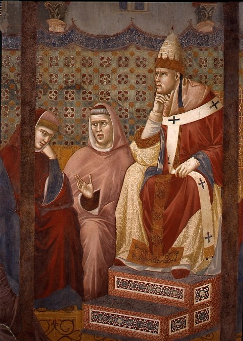 La Predica davanti ad Onorio III франмент с одеждами папы