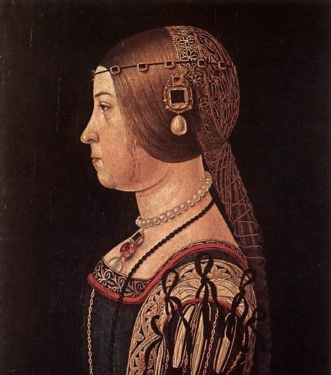 Аральди Алессандро,Портрет Барбары Паллавичино,1510г.украшение волос